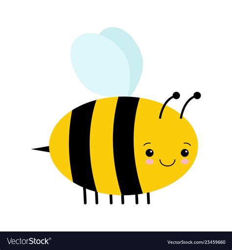 Cute cartoon bee isolated on white Royalty Free Vector Image