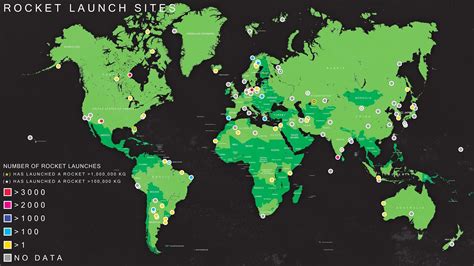 Rocket launch sites and numbers of rockets launched - Vivid Maps