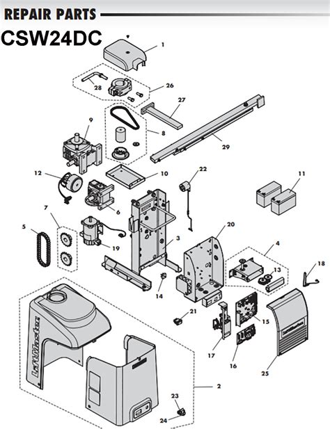 Liftmaster CSW24DC Swing Gate Operator Parts breakdown