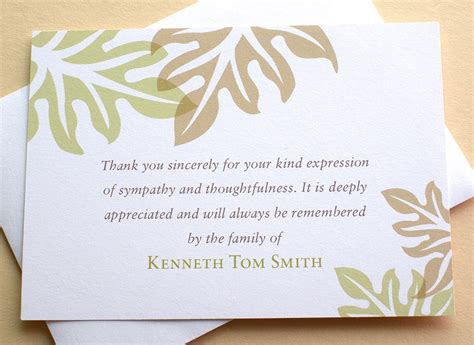 Sympathy Thank You Cards Brown and Green Leaves