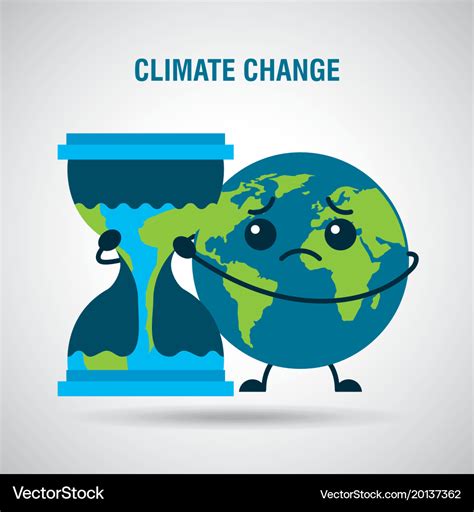 Climate change cartoon sad planet earth hourglass Vector Image