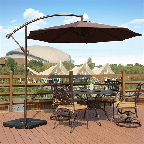 Bally 10 ft. Cantilever Hanging Patio Umbrella with Base Weights ...