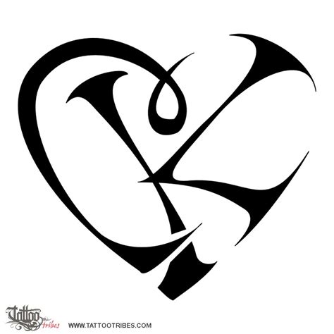 C+K heart (Union, love) heart heartigram original tribal tattoo design