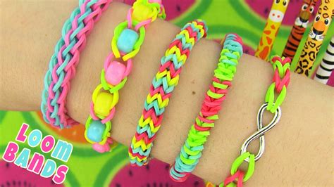 How to Make Loom Bands. 5 Easy Rainbow Loom Bracelet Designs without a ...