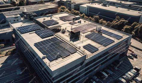 Premium Photo | Commercial building with solar panels on roof