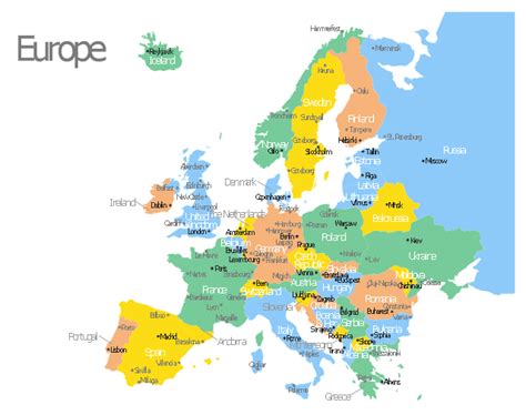 Europe map with capitals - Template | Geo Map - Europe - Germany | Geo ...