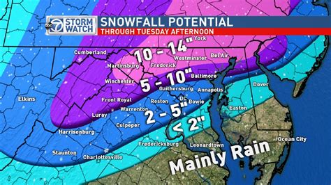 NEW: Projected snowfall totals lower for the DC Metro and east | WJLA