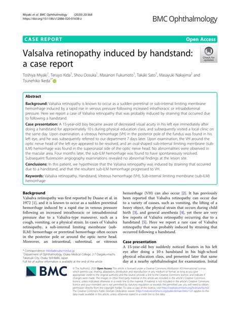 (PDF) Valsalva retinopathy induced by handstand: a case report