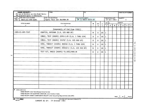 Army Hand Receipt Form 2062 Fillable - Printable Forms Free Online