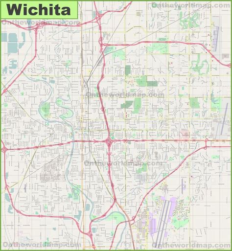 Large detailed map of Wichita