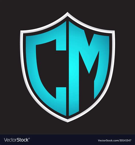 Cm logo monogram with shield shape isolated blue Vector Image