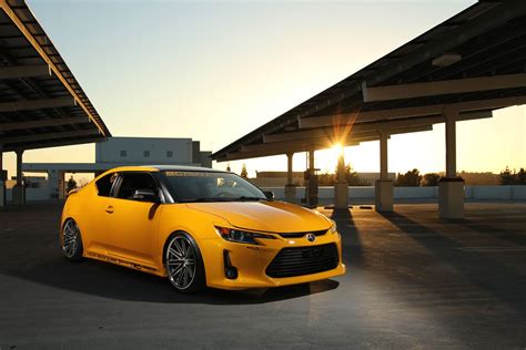 Stanced Blazing yellow Scion TC by Concept One — CARiD.com Gallery