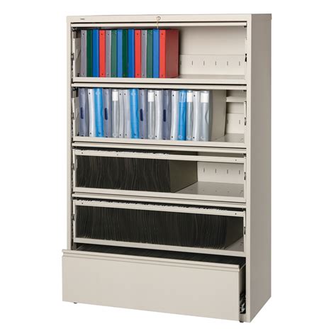 Lorell Fortress 42"W x 18-5/8"D Lateral 5-Drawer File Cabinet With Roll ...