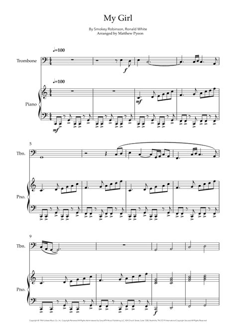 My Girl (arr. Matthew pyeon) Sheet Music | Smokey Robinson | Trombone ...