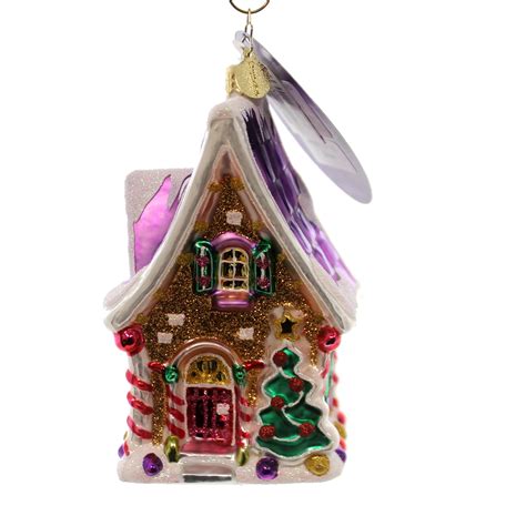 Christopher Radko FROSTY COTTAGE Glass Ornament Gingerbread House ...