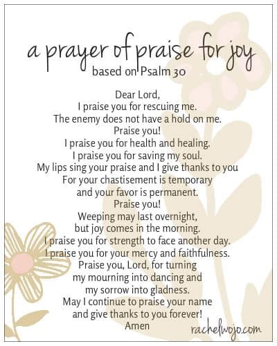 A Prayer of Praise for Joy - Rachel Wojo