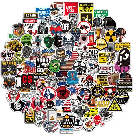 Buy Funny Hard Hat Stickers 105 PCS, Waterproof Vinyl Decals for Tool ...