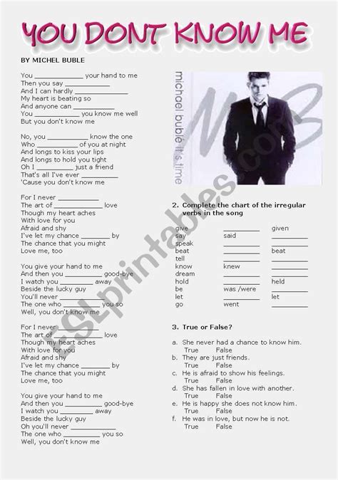 You Don´t Know Me - ESL worksheet by Cris M