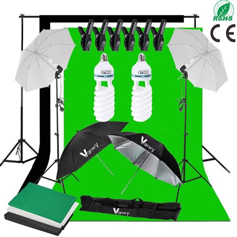 Studio Photo White, Black & Green Screen Backdrop Lighting Kit With ...