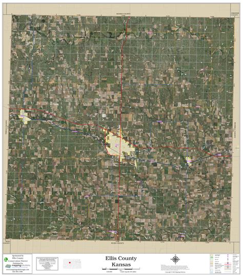 Ellis County Kansas 2020 Aerial Wall Map | Mapping Solutions