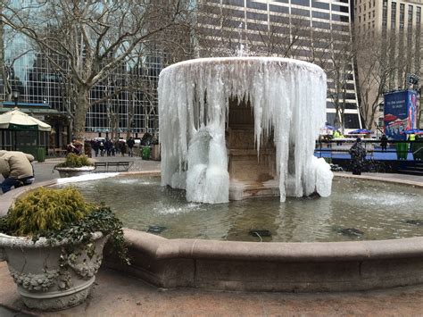 Photos: The Bryant Park Fountain Is Gloriously Frozen - Gothamist