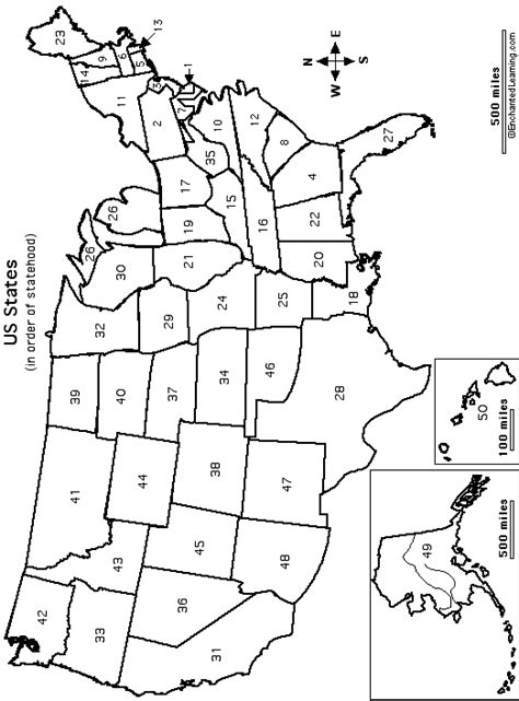 Outline Map: USA with state borders (numbered) - EnchantedLearning.com