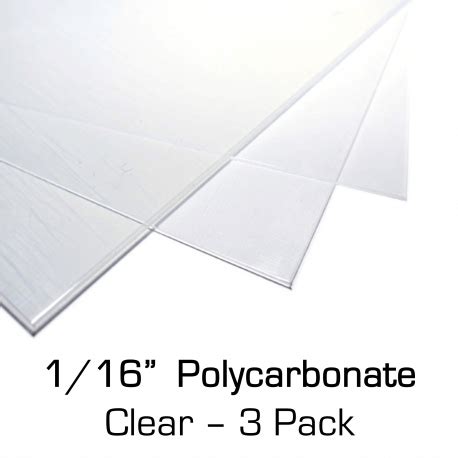 1/16" Clear Polycarbonate Sheet 12" x 24" x 0.0625", 3 Pack, for VEX ...