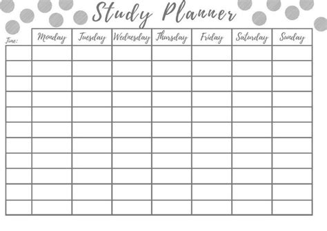 a printable study planner with gray polka dots