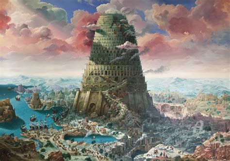 The Tower Of Babel (Big) ., Painting by Alexander Mikhalchyk | Artmajeur