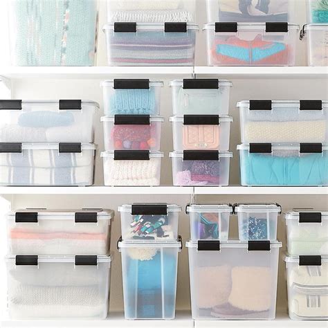 Weathertight clear storage bins for closet organization. | Container ...