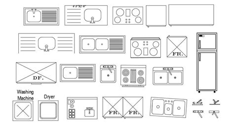 Free Download Multiple Kitchen Blocks Design 2d AutoCAD Drawing - Cadbull