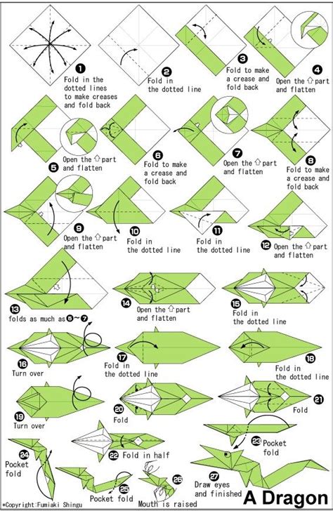 how to make an origami dragon - step by step instructions on how to fold it