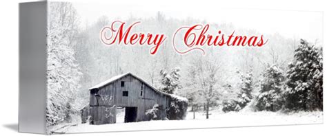 Merry Christmas Barn Snow Scene by Patricia Ferguson