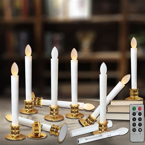 Flameless Taper Candles with Remote and Timer Electric Window Candles ...