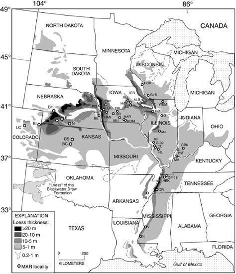 Map showing the distribution and thickness of Last Glacial loess ...