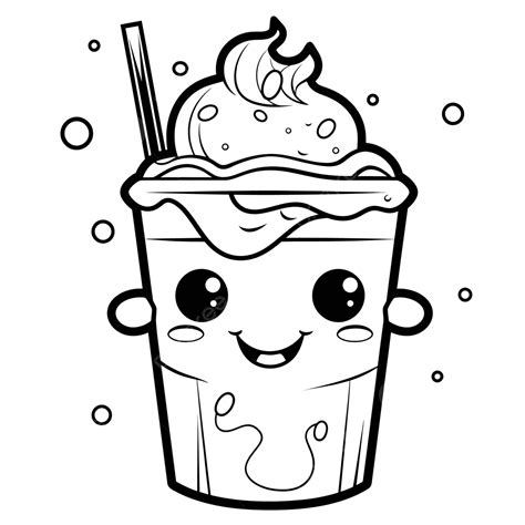 Simple Drawing Of A Cool Milkshake Coloring Page Outline Sketch Vector ...