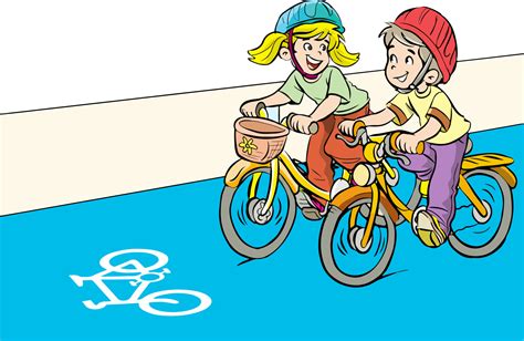 children ride bikes on the bike path cartoon vector 17076262 Vector Art ...