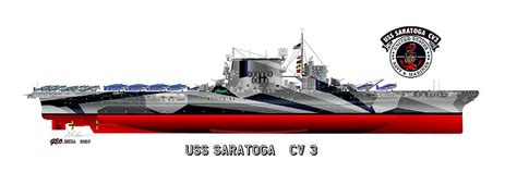 USS Saratoga CV-3 1944 Digital Art by George Bieda - Pixels