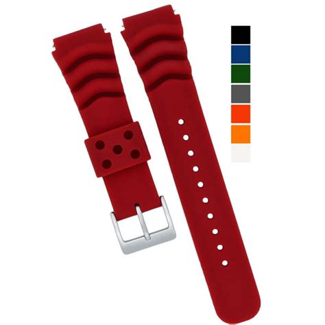 MOD Watch Parts - 18mm 20mm 22mm Red Silicone Watch Band Quick Release ...