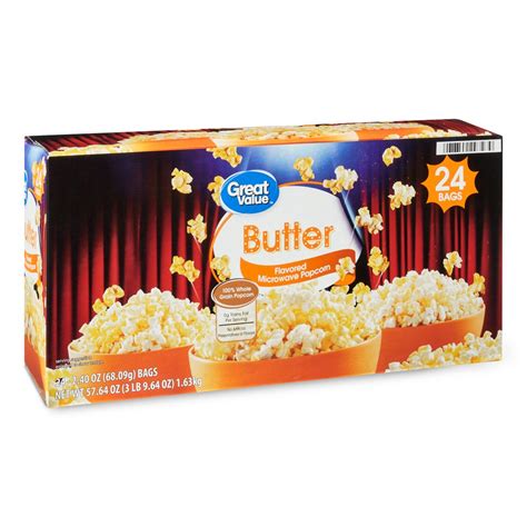 Great Value Butter Microwave Popcorn, 2.4 Oz, 24 Count - Walmart.com ...