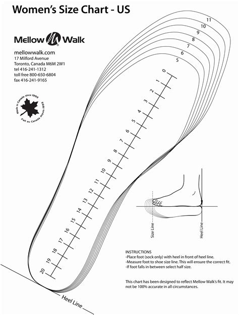 Foot Measurement Chart Printable | Mellow Walk