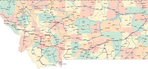 Montana Counties Road Map USA