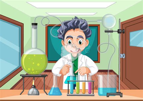 Classroom scene with scientist doing experiment 6927358 Vector Art at ...