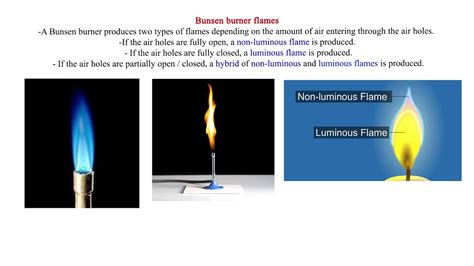 Bunsen burner flames - YouTube