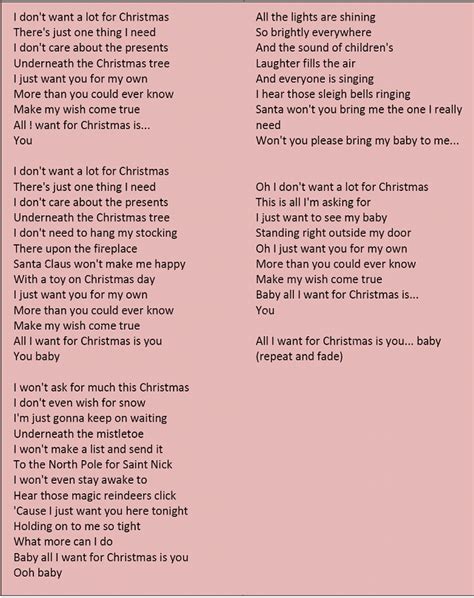 "All I Want for Christmas Is You" lyrics | Christmas lyrics, Christmas ...