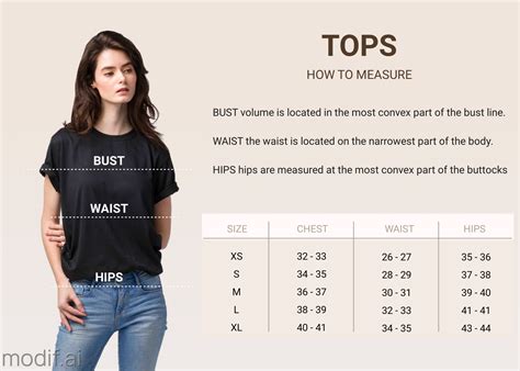 Minimalist T-Shirt Size Chart Template With Photo - Mediamodifier