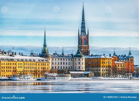 Stockholm Gamla Stan Winter Landscape Stock Photo - Image of ...