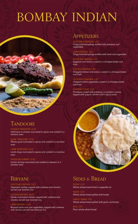 Upscale Indian Menu Design Template by MustHaveMenus