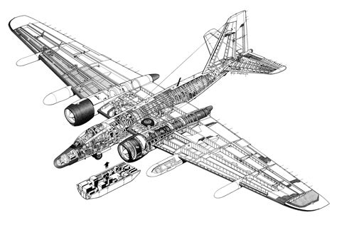 Martin B-57 Canberra Cutaway Drawing in High quality