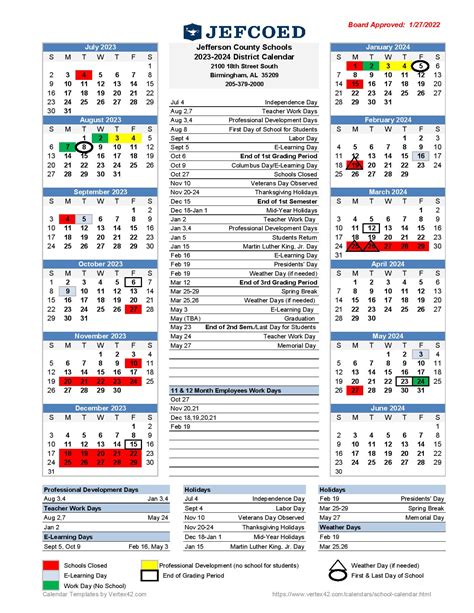 Jefferson County Schools Calendar Holidays 2023-2024 PDF